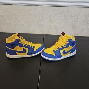 Nike Air Jordan 1s Reverse Laney Blue and Yellow High-Top Sneakers